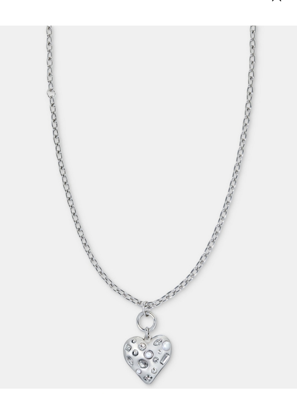 NWT INC International Concepts Silver Heart Pendant Necklace with Crystals